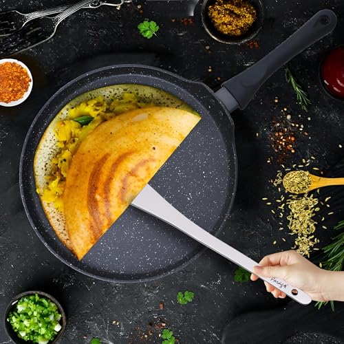 Parage 2 Pieces Stainless Steel Dosa Ladle & Turner/Palta Heavy Gauge | Dosa Making Spoon with Flat Base and Spatula | Kitchen Tools for Cooking (Size-20.5cm, 31.5cm, Silver) - Image 3