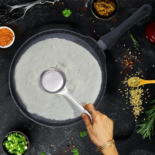 Parage 2 Pieces Stainless Steel Dosa Ladle & Turner/Palta Heavy Gauge | Dosa Making Spoon with Flat Base and Spatula | Kitchen Tools for Cooking (Size-20.5cm, 31.5cm, Silver) - Image 2