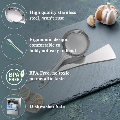 Parage 2 Pieces Stainless Steel Dosa Ladle & Turner/Palta Heavy Gauge | Dosa Making Spoon with Flat Base and Spatula | Kitchen Tools for Cooking (Size-20.5cm, 31.5cm, Silver) - Image 4