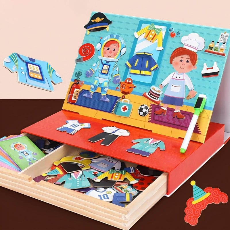 EDUTREE Career Dress-Up Puzzle – Wooden Job Role Dress-Up Toy for Toddlers – Fun and Educational Puzzle Game in Drawer Box for Kids Age 3-5 - Image 1