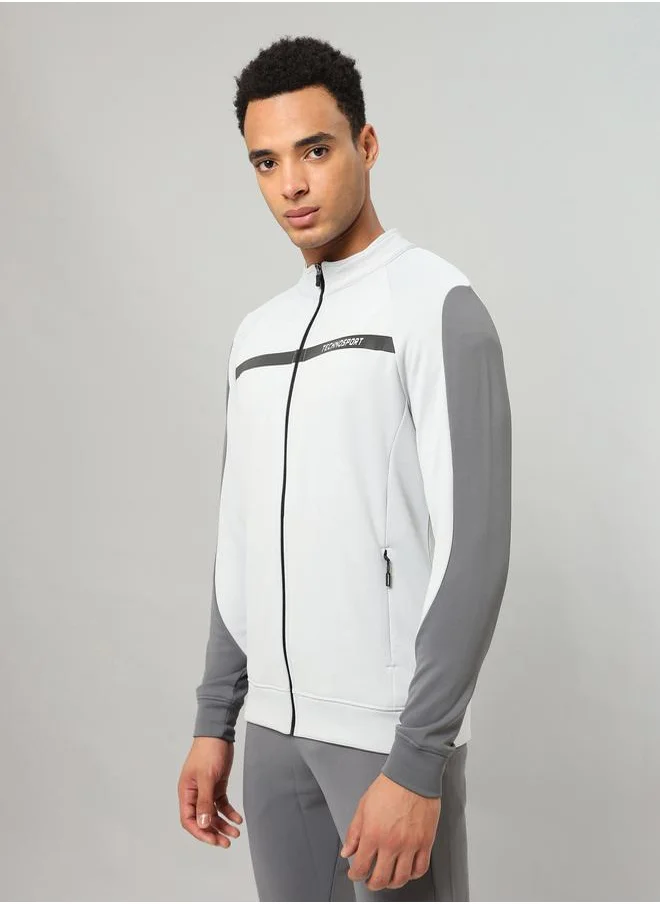 تكنوسبورت Contrast Panel Sleeve Full Zip Sports Jacket