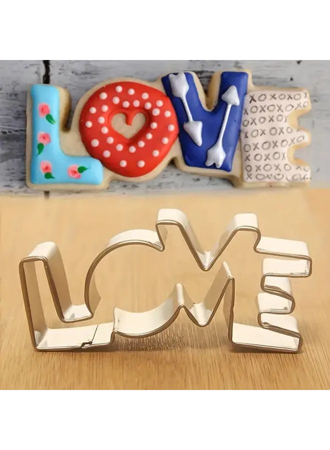 2Pcs Stainless Steel Love Cookie Cutter Set For Baking Wedding Cake Decorating - Image 1