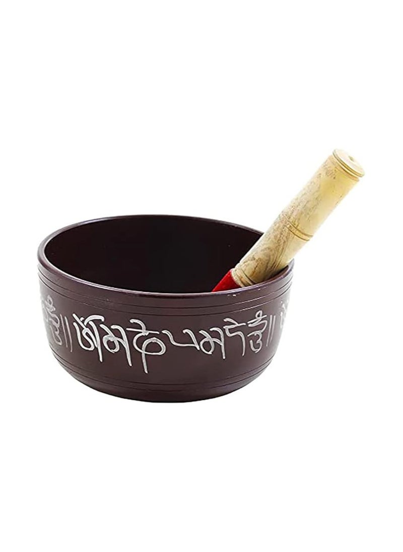 Generic Gadgetbucket Hand Painted Metal Tibetan Singing Bowl Set - Large 7" Musical Instrument for with Wooden Stick Mallet - For Meditation Yoga and Healing - Om Mani Padme Hum Peace  - Image 1