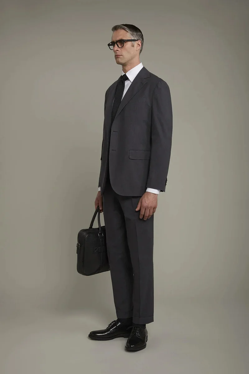 Doppelganger Grey Men's unlined single-breasted blazer with flap pockets in flamed effect fabric regular fit - DK Grey for Men | Best Price UAE