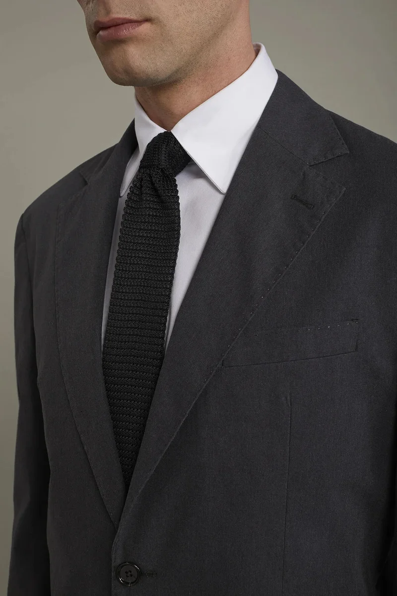 Doppelganger Grey Men's unlined single-breasted blazer with flap pockets in flamed effect fabric regular fit - DK Grey for Men | Best Price UAE
