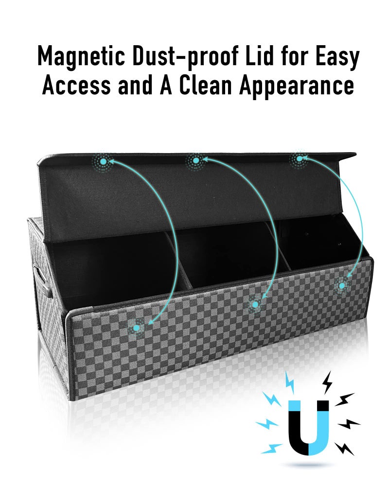 Fyzeoty Trunk Organizer for SUV - Leather Storage Box, Extra Large, Magnetic Lid, Collapsible and Adjustable Car Organizer - Image 3