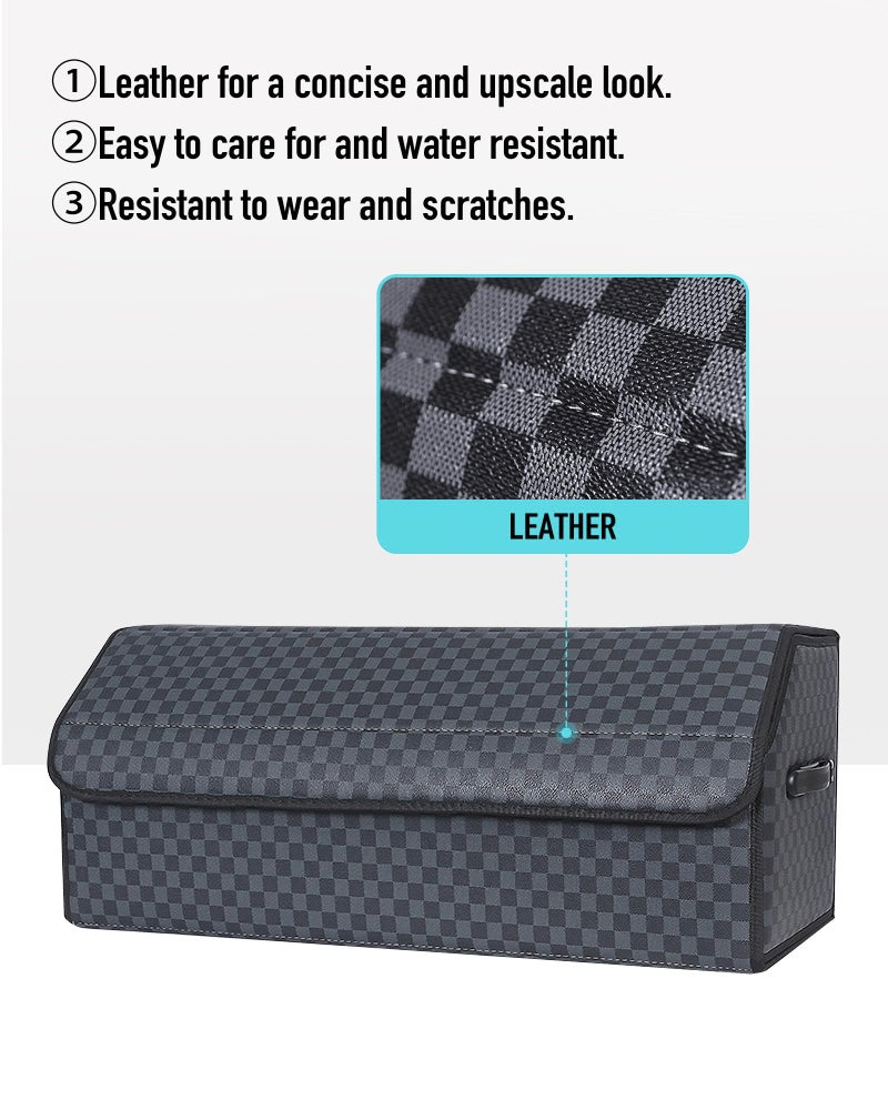 Fyzeoty Trunk Organizer for SUV - Leather Storage Box, Extra Large, Magnetic Lid, Collapsible and Adjustable Car Organizer - Image 4