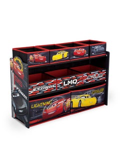 Delta CHILDREN Cars Toy Organizer for Kids | 12 Fabric Bins with Colorful Print | Durable Wood Frame | Storage Shelf for Toys, Games & Crafts | 94 x 30 x 67 CM  - Image 1