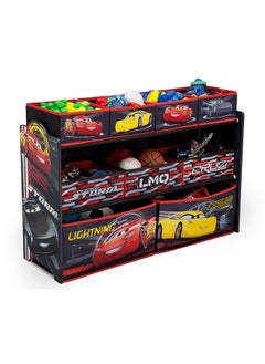 Delta CHILDREN Cars Toy Organizer for Kids | 12 Fabric Bins with Colorful Print | Durable Wood Frame | Storage Shelf for Toys, Games & Crafts | 94 x 30 x 67 CM  - Image 2