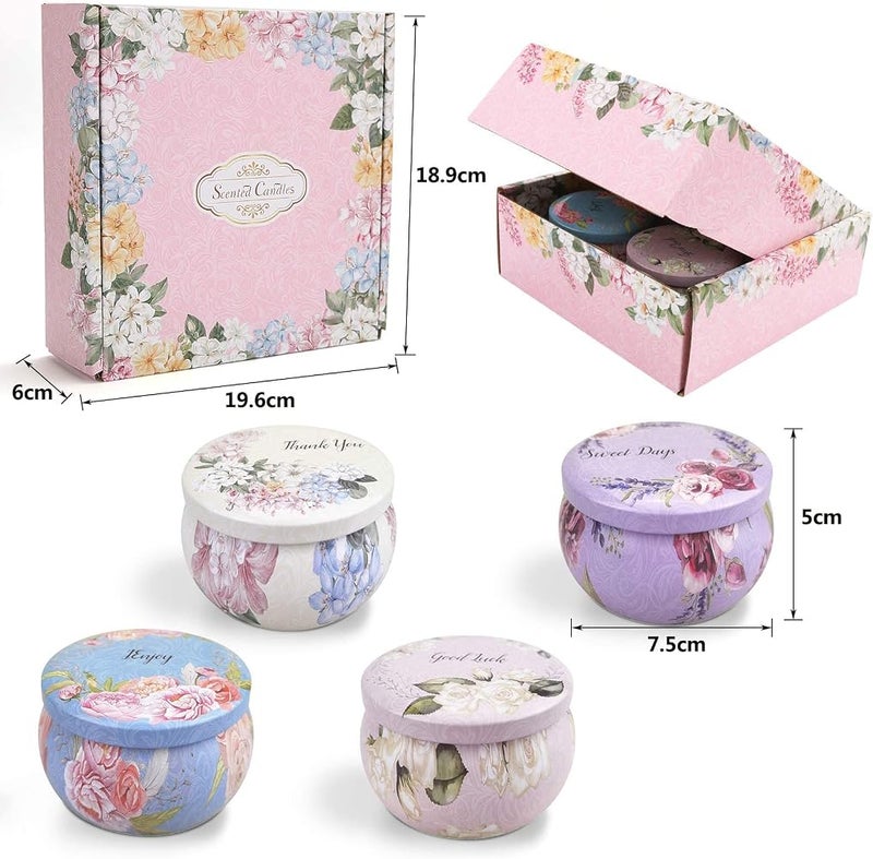 BPA Scented Candles Gifts for Women, Pack of 4 Aromatherapy Candles for Home Scented, Soy Wax Lavender Soy Candles with Healing Crystals Stress Relief Gift for Birthday Wedding Bathroom,Yoga (Flower) - Image 2