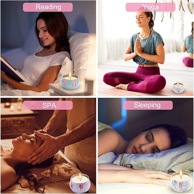 BPA Scented Candles Gifts for Women, Pack of 4 Aromatherapy Candles for Home Scented, Soy Wax Lavender Soy Candles with Healing Crystals Stress Relief Gift for Birthday Wedding Bathroom,Yoga (Flower) - Image 5