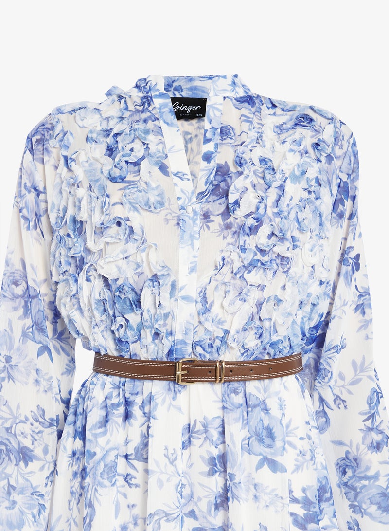 Ginger Plus Floral A Line Volume Dress - Image 4