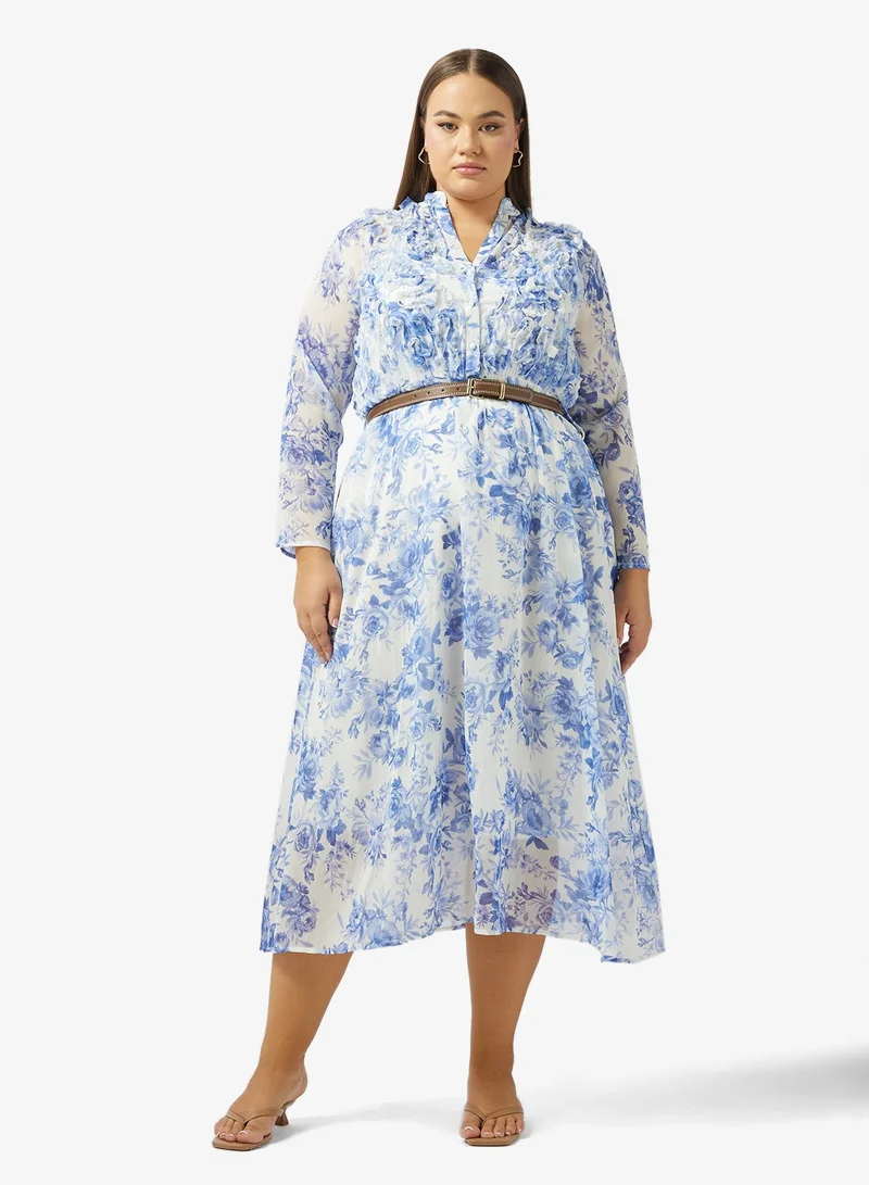 Ginger Plus Floral A Line Volume Dress