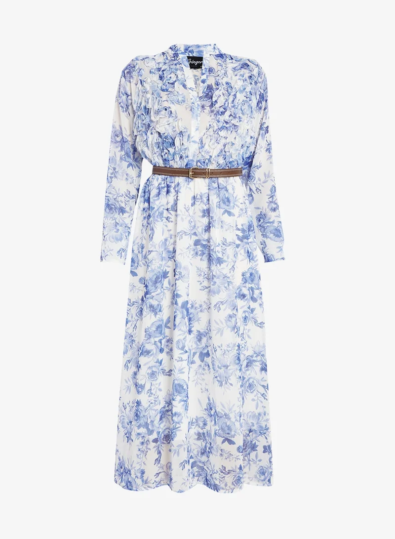 Ginger Plus Floral A Line Volume Dress