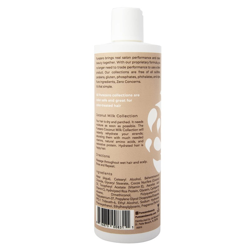 Purezero Coconut Milk Moisturizing Conditioner - 12 Fl Ounces - Intense Hydration & Increase Shine - Fight Dandruff & Frizz - Zero Sulfates, Parabens, Dyes - 100% Vegan & Cruelty Free - Image 2
