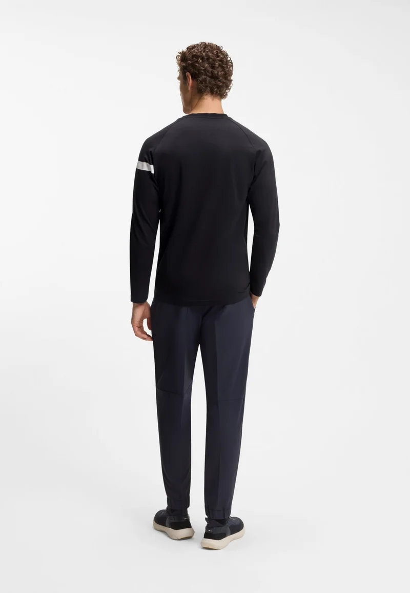 BOSS Dark Blue Stretch-cotton T-shirt with logo print for Men | Best Price UAE