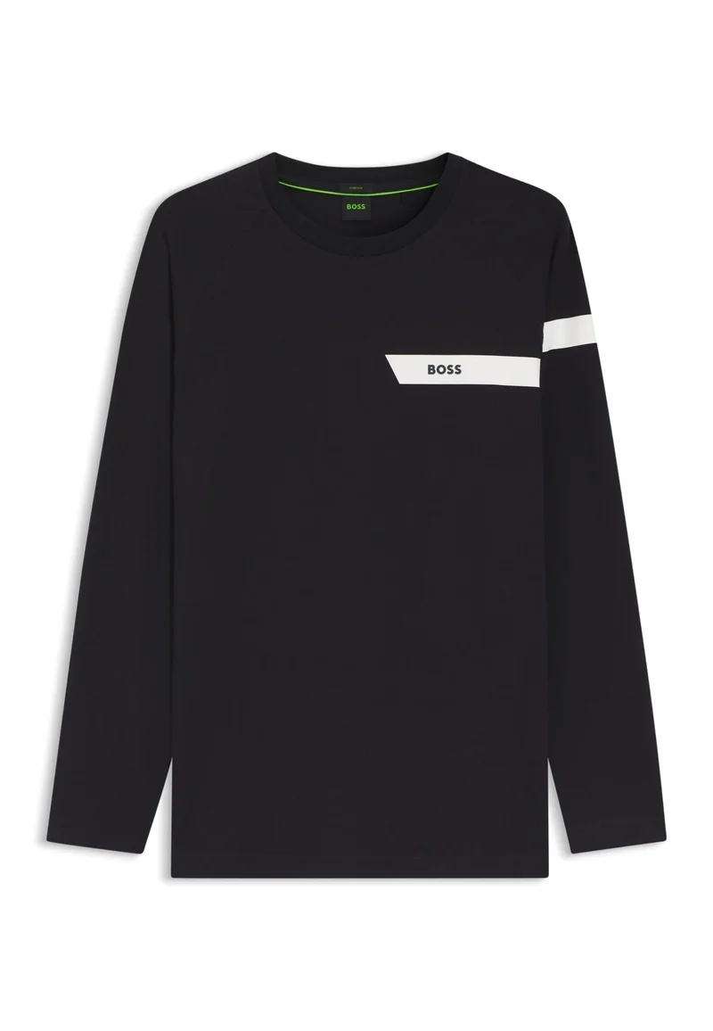 BOSS Dark Blue Stretch-cotton T-shirt with logo print for Men | Best Price UAE
