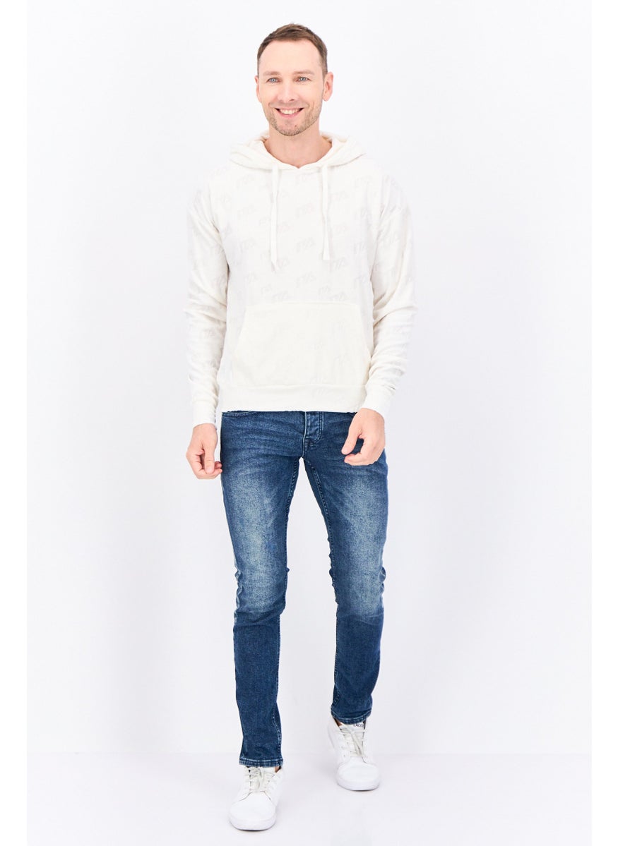 Night Addict Men Hooded Brand Logo Long Sleeves Sweatshirt, Cream  - Image 4