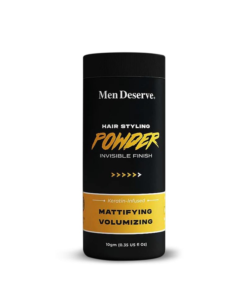 Men Deserve - Hair Styling Powder Wax (10g) | For Hair Volume, Strong Hold, and Matte Hair Look | Invisible Finish Hair Powder for Men | Sulphates and Paraben Free | Hair Volume Powder For Men - Image 1