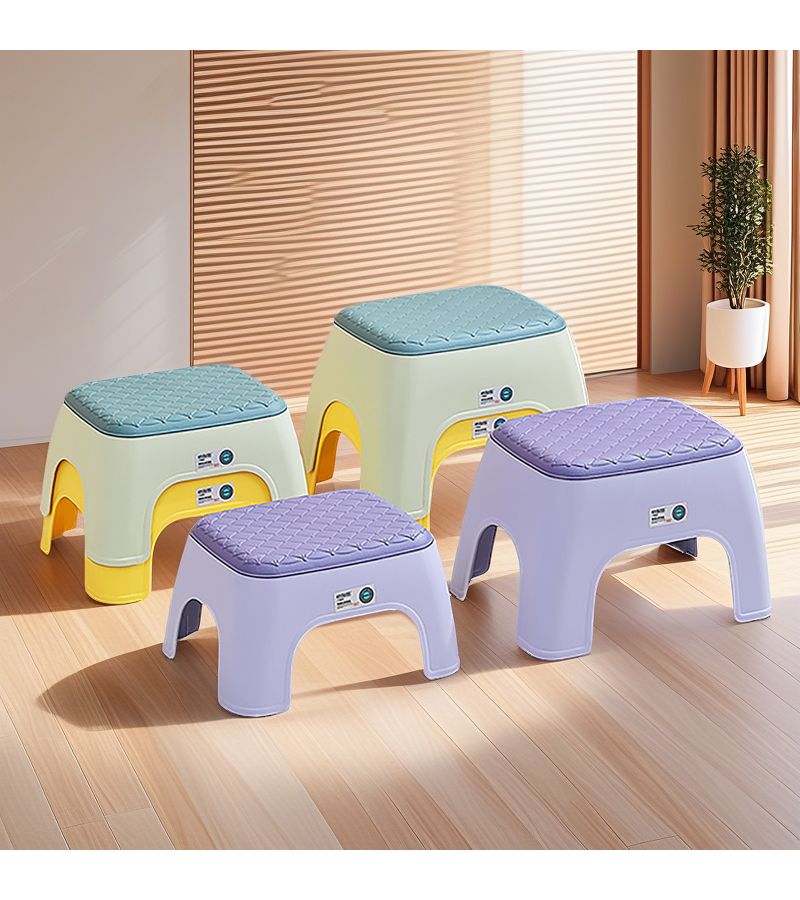 Large Size Lilac Plastic Portable Stackable Stool For Home Living Room And Bathroom - Image 1