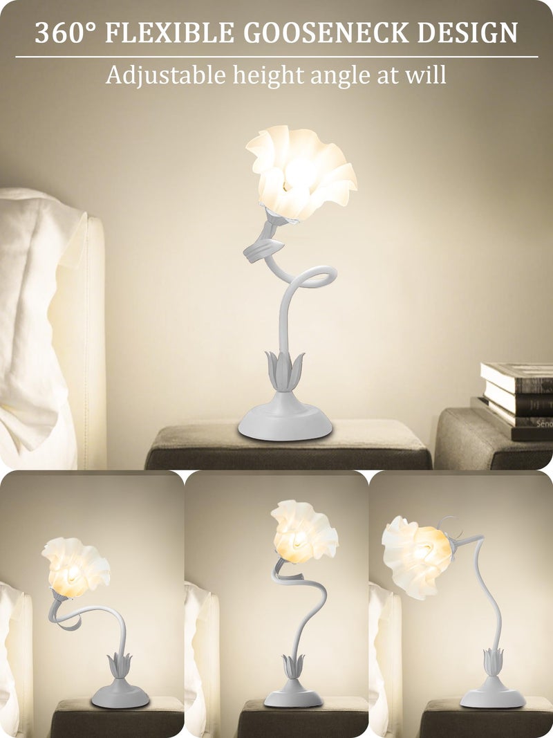 AQDZCNF Flower Table Lamp,LED Reading Light Bedside Vintage Flower Night Light,3 Colors Modes Kawaii Bedside Lamps Decor,Living Room Bedroom Room Lighting Table Lamps Home Decoration (White) - Image 3