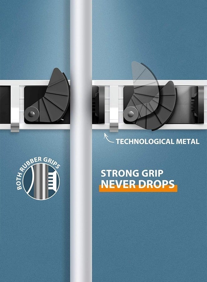 كيلا حامل ممسحة ومكنسة، مثبت على الحائط مصنوع من سبائك الألومنيوم لتنظيم أدوات المطبخ والحديقة والمطبخ للمنزل والحديقة والجراج والتنظيم والتخزين (4 أوضاع مع 5 خطافات، أسود) - Image 3