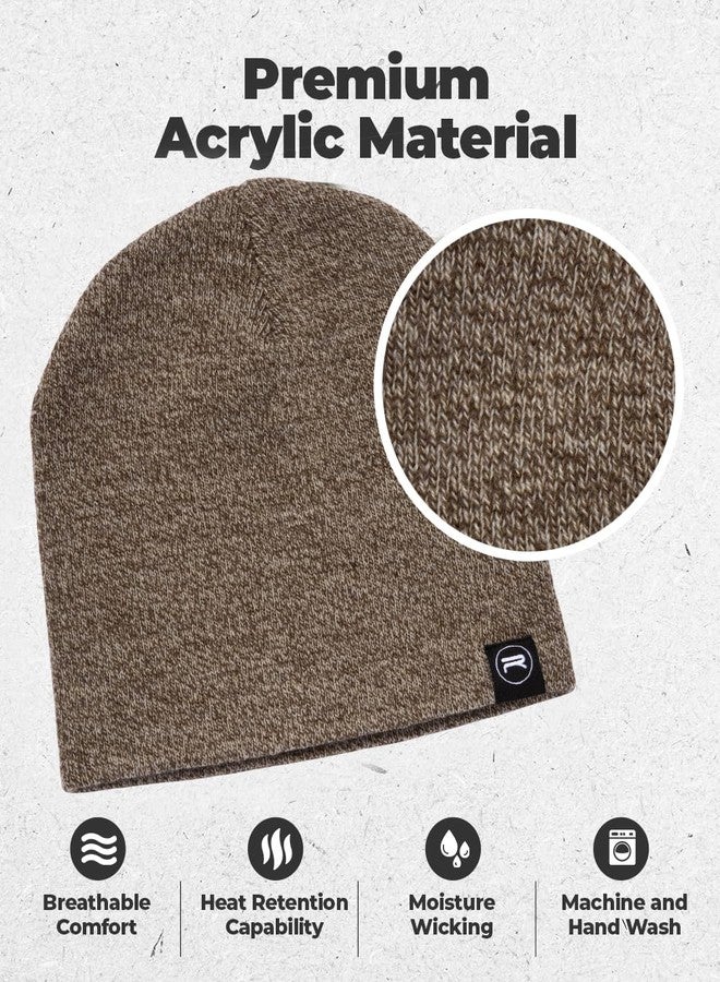 Revony Original Beanie Cap - Soft Knit Beanie Hat - Warm and Durable, Heather Brown, M/One size - Image 2