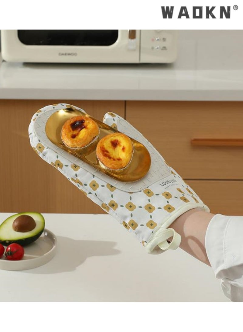 WAOKN Thickened Silicone Oven Mitts,Heat-Resistant Gloves, Non-Slip, Ideal for Kitchen and Baking, Cute Pattern Design, Provides Excellent Protection Against High Temperatures, Easy to Clean,2 PCS - Image 4
