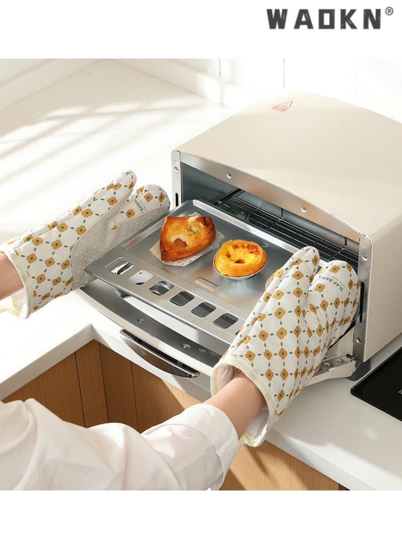 WAOKN Thickened Silicone Oven Mitts,Heat-Resistant Gloves, Non-Slip, Ideal for Kitchen and Baking, Cute Pattern Design, Provides Excellent Protection Against High Temperatures, Easy to Clean,2 PCS - Image 2