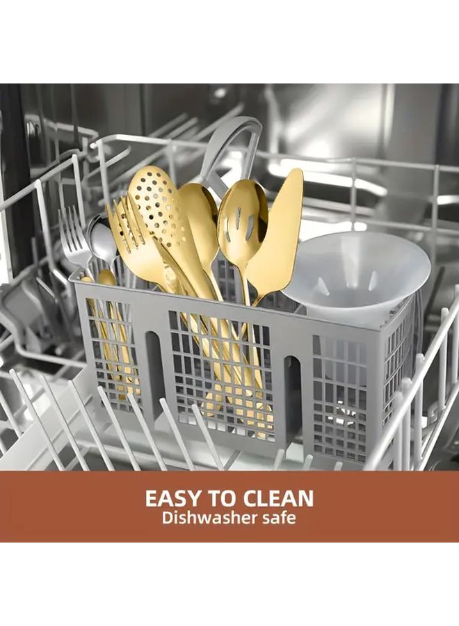 1 Set Silvery 6 Piece Stainless Steel Tableware Set Pizza Shovel Perforated Clip Fork Soup Spoon Colander Small Clip Multipurpose Kitchen Tool for Pizza Cake Pasta Salad Steak Soup Pastry Buffet Party Gathering - Image 5