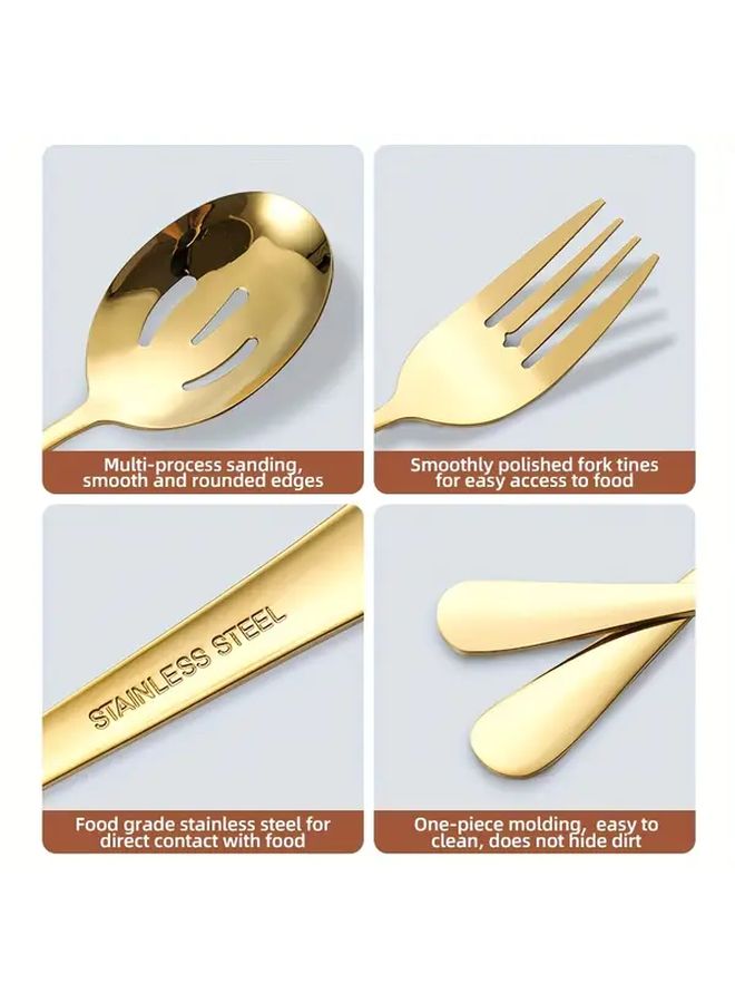 1 Set Silvery 6 Piece Stainless Steel Tableware Set Pizza Shovel Perforated Clip Fork Soup Spoon Colander Small Clip Multipurpose Kitchen Tool for Pizza Cake Pasta Salad Steak Soup Pastry Buffet Party Gathering - Image 2