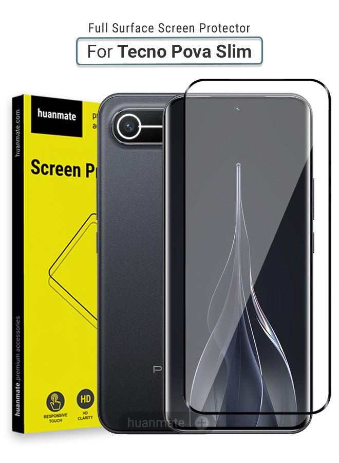 هووانميت واقي شاشة لهاتف تكنو بوفا سليم - زجاج مقسى ممتاز من الحافة إلى الحافة، شفافية عالية، لمسة رقيقة، مضاد للانفجار، حواف مقوسة ناعمة، سهل التركيب - Image 1