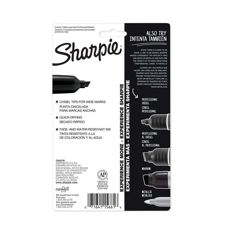 Sharpie King Size Permanent Markers, Black, 4-Count - Image 3