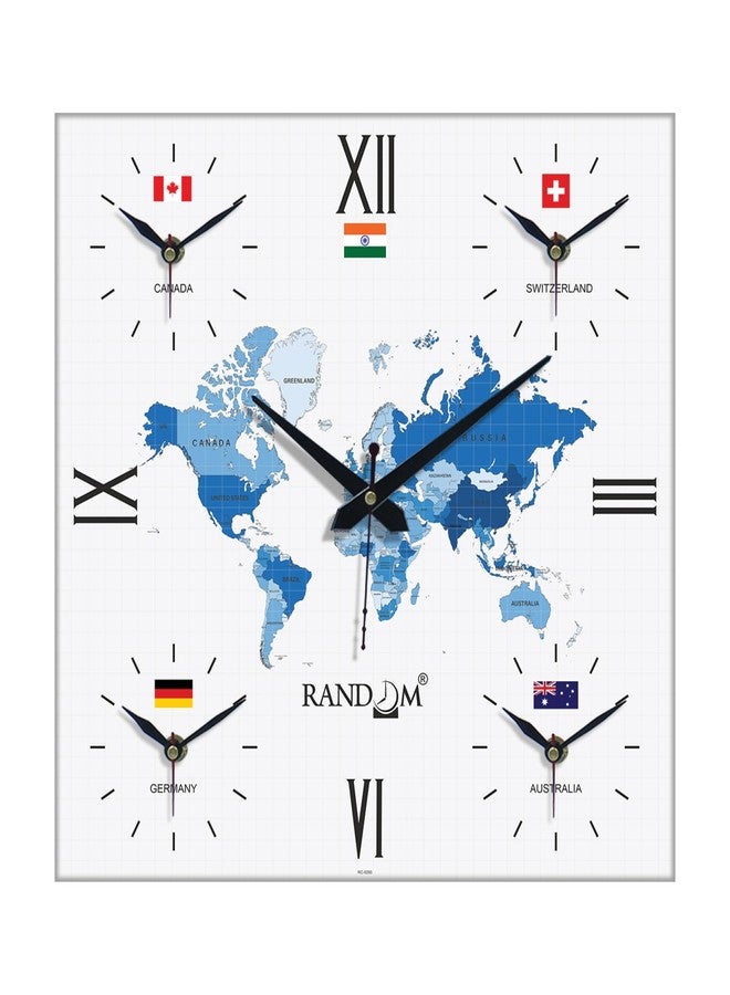 RANDOM Silent Movement World Wall Clock with Different Time Zones for Home/Living Room/Bedroom/Office/Shops/Dining Hall Stylish Clock - Multi - 9345 - Image 1