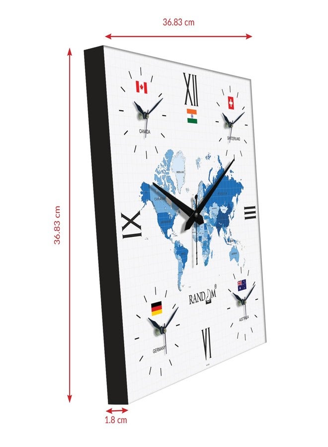 RANDOM Silent Movement World Wall Clock with Different Time Zones for Home/Living Room/Bedroom/Office/Shops/Dining Hall Stylish Clock - Multi - 9345 - Image 5
