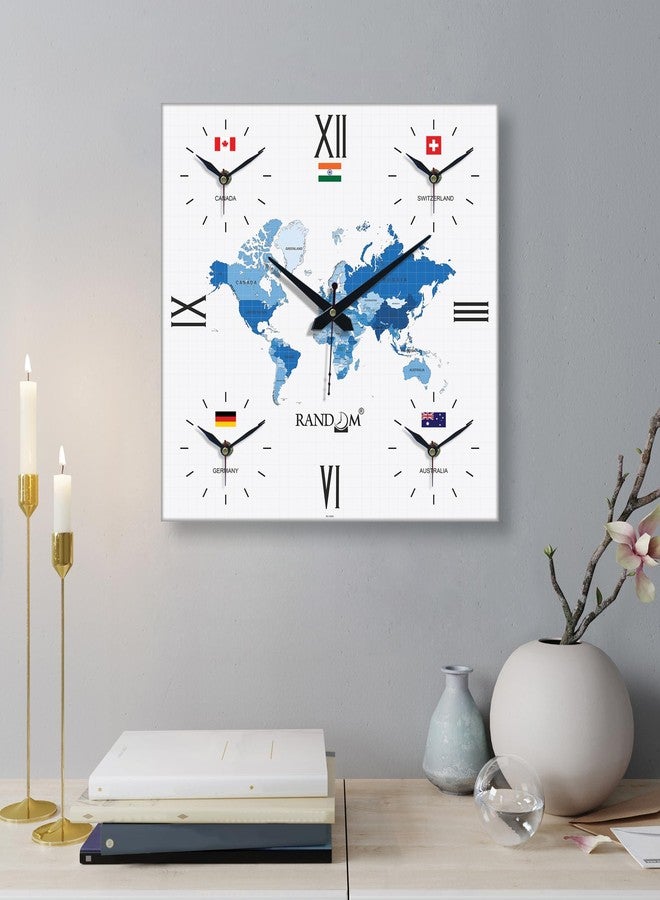 RANDOM Silent Movement World Wall Clock with Different Time Zones for Home/Living Room/Bedroom/Office/Shops/Dining Hall Stylish Clock - Multi - 9345 - Image 3
