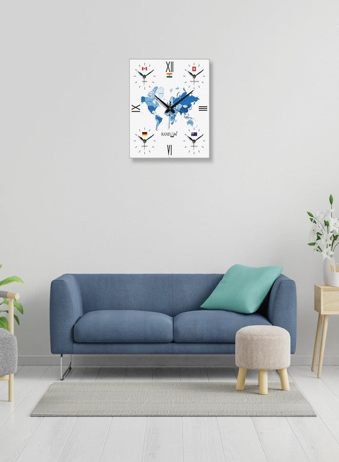 RANDOM Silent Movement World Wall Clock with Different Time Zones for Home/Living Room/Bedroom/Office/Shops/Dining Hall Stylish Clock - Multi - 9345 - Image 2
