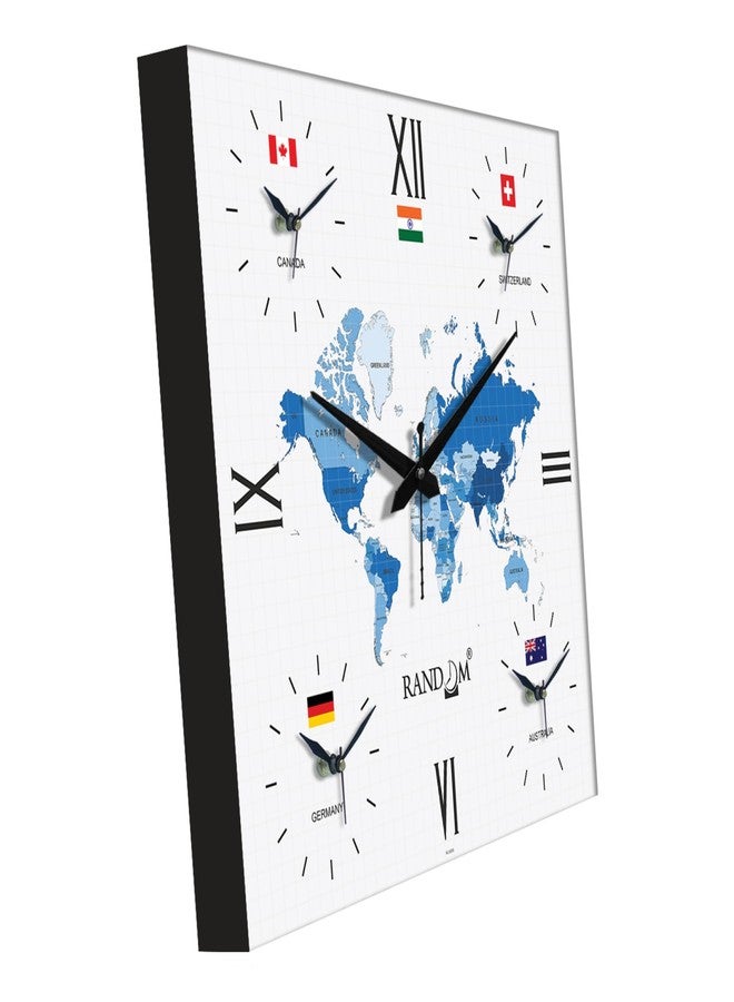 RANDOM Silent Movement World Wall Clock with Different Time Zones for Home/Living Room/Bedroom/Office/Shops/Dining Hall Stylish Clock - Multi - 9345 - Image 4