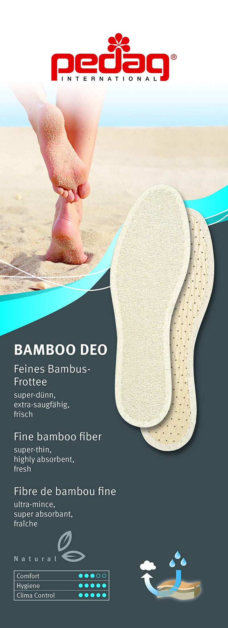 pedag Bamboo Deo Insole, Handmade in Germany, Made from Bamboo-Derived Terry, Ultra Thin and Durable, Ideal for Sockless Wear, Washable, US W8 / EU 38 - Image 2