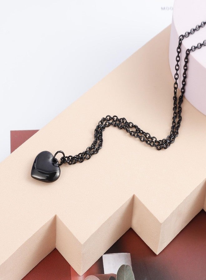 MILAKOO Black Tiny Heart Necklace Stainless Steel Dainty Love Pendant Trend Fashion Link Chains - Image 4