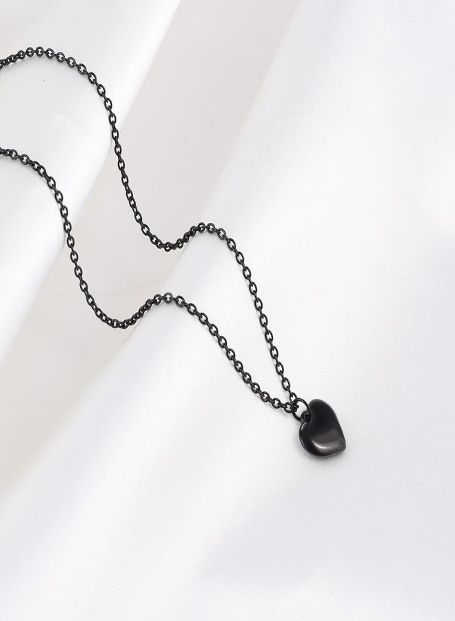 MILAKOO Black Tiny Heart Necklace Stainless Steel Dainty Love Pendant Trend Fashion Link Chains - Image 2
