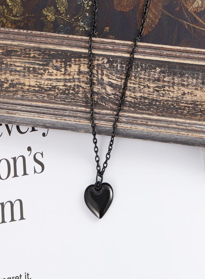 MILAKOO Black Tiny Heart Necklace Stainless Steel Dainty Love Pendant Trend Fashion Link Chains - Image 3