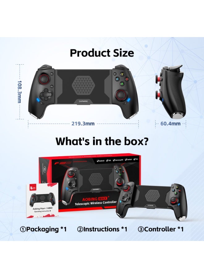 Gamwing Professional Stretch Gamepad Gamwing Aobing Max+ Type-C Wired & Bluetooth Gaming Controller Play Mobile Games, Nintendo Switch Games, PC Games, Remote Play Playstation/XBox/Steam games, Support Android, iOS, Switch, PC with Hall Joysticks / Hall Trigger Turbo / Turbo/Auto Function / Double Vibration Motors / Anti-Slide Design, D-Pad And Left Stick Inter-Changeable, Programmable Macro Back Keys, Inter-Changeable A-B, X-Y, Heat Dispersion Holes Design Keep The Phone Cool, One Click Screenshot - Image 4