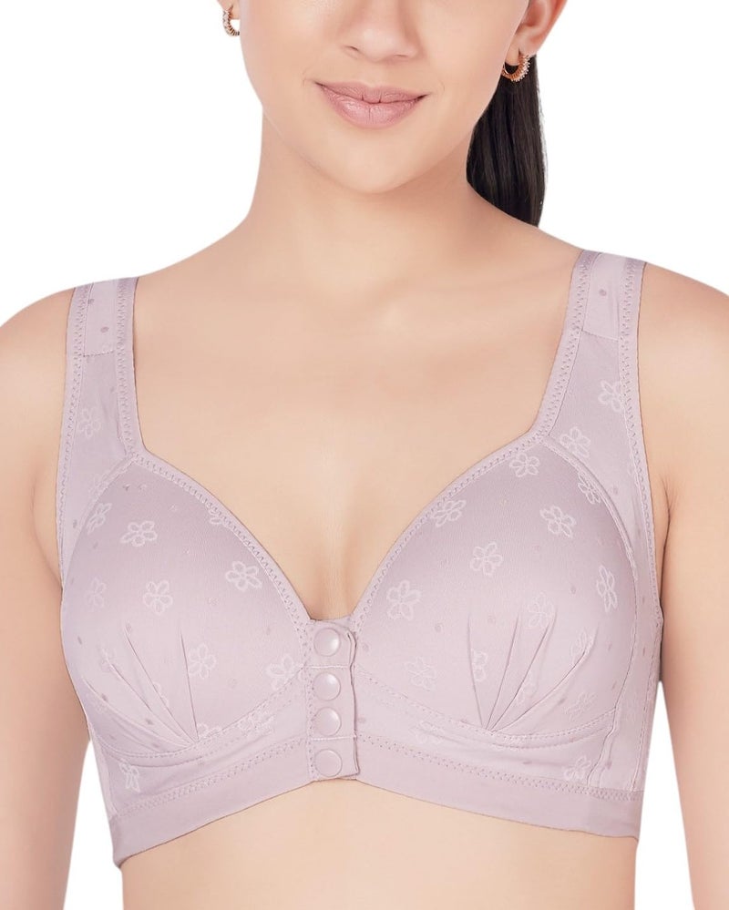 PLUMBURY Women Lightly Padded Front Button Open Maternity|Feeding| Nursing Bra, Grey, Size 42 - Image 1