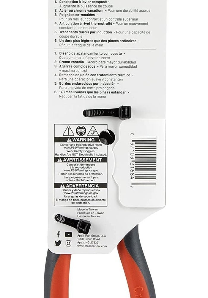 Crescent 8" Pro Series Diagonal Compound Action Dual Material Cutting Pliers - PS5429C - Image 4