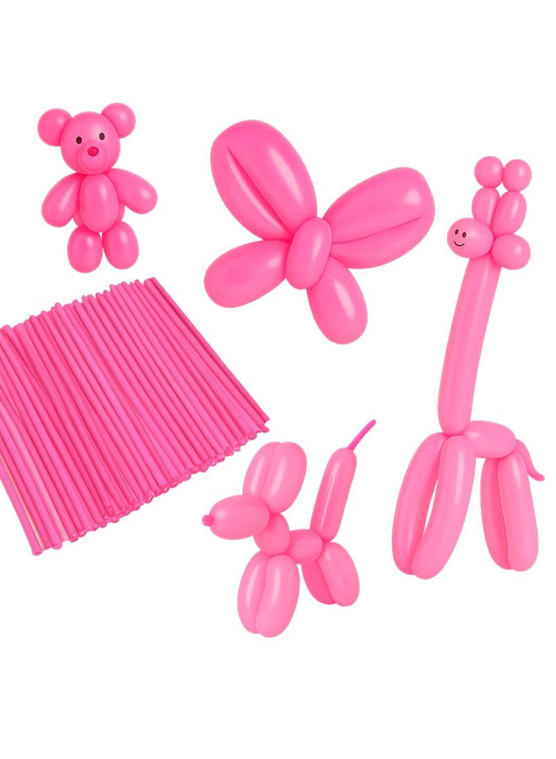 نقطة الحزب بالونات - عبوة من 100 بالون لاتكس، بالونات وردية طويلة ملتوية لحفلات أعياد الميلاد والحيوانات وديكورات المهرجانات - Image 1