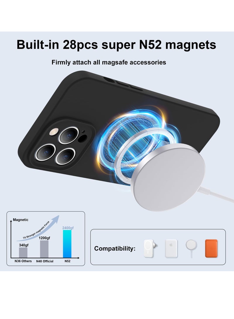 iPhone 15 Pro Max MagSafe Case with Magnetic Invisible Stand,【Full Shockproof Protection】Soft Silicone Phone Cover with Kickstand for Apple 15 Pro Max (Black) - Image 2