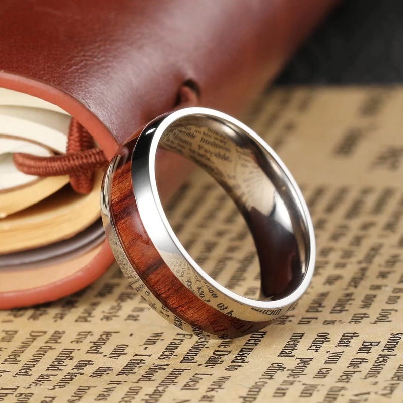 King Will Titanium Wedding Band for Men-7mm Dome Sliver Titanium Men Ring with Koa Wood Inlay, Wooden Wedding Band Ring for Men Women High Polished Comfort Fit Size 6 - Image 3