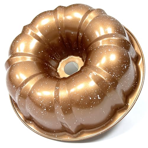 Kundalini Classic Bakeware 9.5 Inch Non-stick Fluted Cake Pan,Heavy Duty Carbon Steel Tube Baking Mold Gold - Image 4