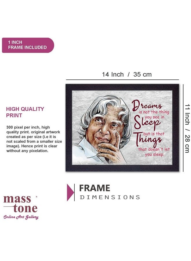 Masstone APJ Abdul Kalam With Quotes Painting | Wall Art Painting Office (35X28 CM) | APJ Abdul Kalam Famous Motivational Quotes Framed | Inspirational Quotes for Wall Kids Room - Image 2